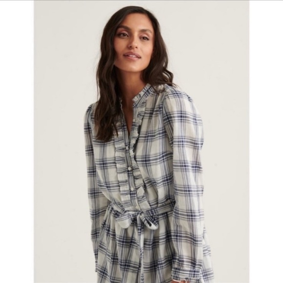 Lucky Brand Poet Blue and White Long Sleeve Mini Dress Size Small - Picture 3 of 7